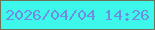 文字の大きさ：2、枠の色：6e7257、背景の色：3ef7eb、文字の色：6f8ee0 無料ブログパーツのブログ時計