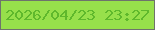 文字の大きさ：4、枠の色：6e736c、背景の色：97e04b、文字の色：5fb82c 無料ブログパーツのブログ時計
