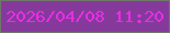 文字の大きさ：5、枠の色：6e7967、背景の色：853a9b、文字の色：e82ee4 無料ブログパーツのブログ時計