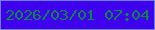 文字の大きさ：3、枠の色：6e81ea、背景の色：3f00ed、文字の色：098848 無料ブログパーツのブログ時計