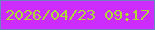 文字の大きさ：2、枠の色：6e83c3、背景の色：cd2dfc、文字の色：add838 無料ブログパーツのブログ時計