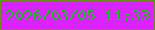 文字の大きさ：5、枠の色：6e8e1b、背景の色：d923fa、文字の色：15bf21 無料ブログパーツのブログ時計