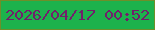 文字の大きさ：3、枠の色：6e8f29、背景の色：1db24c、文字の色：721f6b 無料ブログパーツのブログ時計