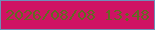 文字の大きさ：4、枠の色：6e8fb8、背景の色：cf1363、文字の色：646923 無料ブログパーツのブログ時計