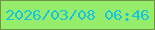 文字の大きさ：5、枠の色：6e9544、背景の色：96ed6c、文字の色：17c4dc 無料ブログパーツのブログ時計