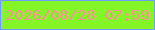 文字の大きさ：2、枠の色：6e9cff、背景の色：84f627、文字の色：fe9198 無料ブログパーツのブログ時計