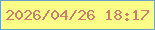 文字の大きさ：5、枠の色：6ea0c3、背景の色：fcfd86、文字の色：ce7e6b 無料ブログパーツのブログ時計