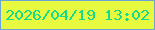 文字の大きさ：4、枠の色：6ea3d8、背景の色：e7fa3f、文字の色：17db8a 無料ブログパーツのブログ時計