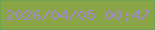 文字の大きさ：5、枠の色：6ea452、背景の色：89a545、文字の色：a289c9 無料ブログパーツのブログ時計