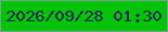 文字の大きさ：3、枠の色：6ea98f、背景の色：02c405、文字の色：242659 無料ブログパーツのブログ時計