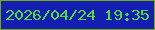 文字の大きさ：5、枠の色：6eae06、背景の色：151eb2、文字の色：4fde39 無料ブログパーツのブログ時計