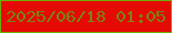 文字の大きさ：2、枠の色：6eaf03、背景の色：e50a04、文字の色：7a8314 無料ブログパーツのブログ時計