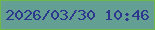 文字の大きさ：1、枠の色：6eb74b、背景の色：649f93、文字の色：2c378d 無料ブログパーツのブログ時計