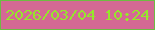 文字の大きさ：4、枠の色：6ebc43、背景の色：d46994、文字の色：95e72b 無料ブログパーツのブログ時計