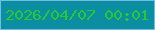 文字の大きさ：3、枠の色：6ebde4、背景の色：0b8ea1、文字の色：28c934 無料ブログパーツのブログ時計