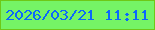 文字の大きさ：5、枠の色：6ec818、背景の色：75f466、文字の色：0b68fb 無料ブログパーツのブログ時計