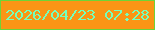 文字の大きさ：5、枠の色：6ed338、背景の色：fa9515、文字の色：76ffbb 無料ブログパーツのブログ時計