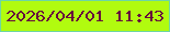 文字の大きさ：3、枠の色：6ed6a3、背景の色：b1fb0f、文字の色：670c3d 無料ブログパーツのブログ時計