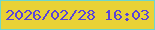 文字の大きさ：4、枠の色：6ed7cb、背景の色：e9d236、文字の色：5944d9 無料ブログパーツのブログ時計