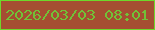 文字の大きさ：4、枠の色：6ed82b、背景の色：a54e32、文字の色：71c237 無料ブログパーツのブログ時計