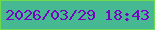 文字の大きさ：4、枠の色：6edb4f、背景の色：46b992、文字の色：7404bf 無料ブログパーツのブログ時計