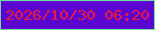 文字の大きさ：5、枠の色：6ee09f、背景の色：5b05d1、文字の色：ef1742 無料ブログパーツのブログ時計