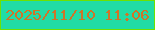文字の大きさ：4、枠の色：6ee101、背景の色：21dca5、文字の色：cf7428 無料ブログパーツのブログ時計