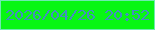文字の大きさ：2、枠の色：6eeab0、背景の色：08f614、文字の色：438fbf 無料ブログパーツのブログ時計