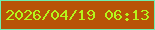 文字の大きさ：4、枠の色：6eefb0、背景の色：b85407、文字の色：b6f51b 無料ブログパーツのブログ時計