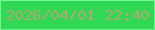 文字の大きさ：5、枠の色：6ef993、背景の色：31d853、文字の色：a8ac74 無料ブログパーツのブログ時計