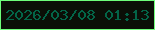文字の大きさ：2、枠の色：6efd7a、背景の色：0b0f07、文字の色：036548 無料ブログパーツのブログ時計