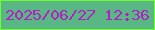 文字の大きさ：5、枠の色：6eff28、背景の色：59b685、文字の色：b31fc3 無料ブログパーツのブログ時計