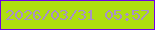文字の大きさ：2、枠の色：6f01e6、背景の色：aedf0f、文字の色：a990c7 無料ブログパーツのブログ時計