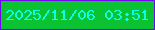 文字の大きさ：3、枠の色：6f07e9、背景の色：0bc232、文字の色：0dfee6 無料ブログパーツのブログ時計