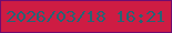 文字の大きさ：4、枠の色：6f0b70、背景の色：ce1c43、文字の色：266474 無料ブログパーツのブログ時計