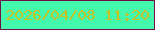 文字の大きさ：2、枠の色：6f1148、背景の色：43f8ac、文字の色：c3c226 無料ブログパーツのブログ時計