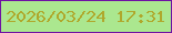 文字の大きさ：5、枠の色：6f12a3、背景の色：abe78f、文字の色：afa82c 無料ブログパーツのブログ時計