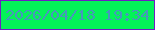 文字の大きさ：5、枠の色：6f1ec3、背景の色：04f358、文字の色：4897bc 無料ブログパーツのブログ時計