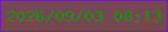 文字の大きさ：1、枠の色：6f1fa8、背景の色：754754、文字の色：1e900e 無料ブログパーツのブログ時計