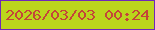 文字の大きさ：4、枠の色：6f28b9、背景の色：bbd51c、文字の色：c44539 無料ブログパーツのブログ時計
