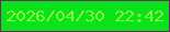 文字の大きさ：4、枠の色：6f296b、背景の色：0ae21c、文字の色：87f33c 無料ブログパーツのブログ時計