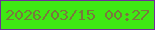 文字の大きさ：1、枠の色：6f2e99、背景の色：3fe813、文字の色：79783d 無料ブログパーツのブログ時計