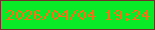 文字の大きさ：4、枠の色：6f3129、背景の色：0aeb28、文字の色：f66f17 無料ブログパーツのブログ時計