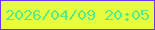 文字の大きさ：2、枠の色：6f35f0、背景の色：e7fc3e、文字の色：56ea8b 無料ブログパーツのブログ時計
