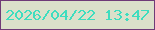 文字の大きさ：4、枠の色：6f3a77、背景の色：dbe0ca、文字の色：3eddbf 無料ブログパーツのブログ時計