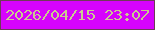 文字の大きさ：3、枠の色：6f3b58、背景の色：d603fc、文字の色：cacb8f 無料ブログパーツのブログ時計