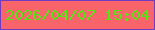 文字の大きさ：5、枠の色：6f3bc3、背景の色：f86469、文字の色：55e514 無料ブログパーツのブログ時計
