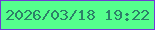 文字の大きさ：5、枠の色：6f3bd5、背景の色：55ff8d、文字の色：2c8168 無料ブログパーツのブログ時計