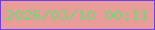 文字の大きさ：5、枠の色：6f3cef、背景の色：e99d98、文字の色：6fd877 無料ブログパーツのブログ時計