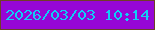 文字の大きさ：3、枠の色：6f3f27、背景の色：9606d6、文字の色：10cef6 無料ブログパーツのブログ時計